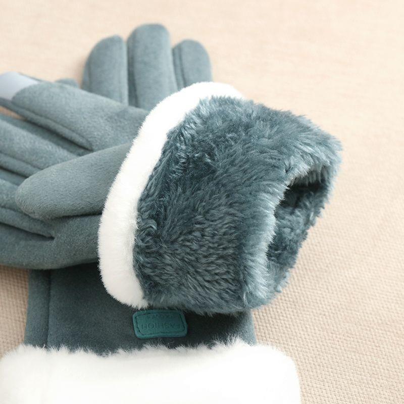 麂皮绒骑车加厚女2022手套