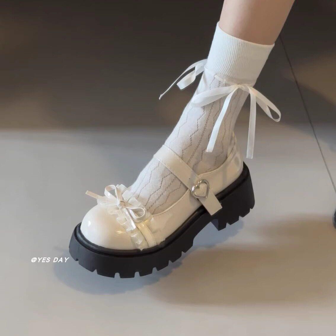好货白色日系jk学院风厚底小皮鞋女2026春季新款百搭蝴蝶结玛丽珍