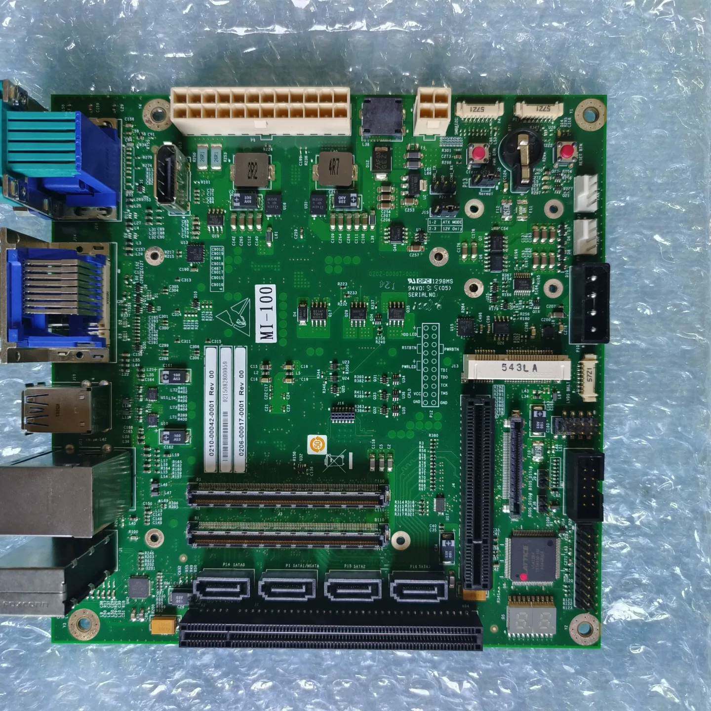 可维修瀚宇彩晶工控主板 MI-100，带VGA双显示器接口，4个U议价