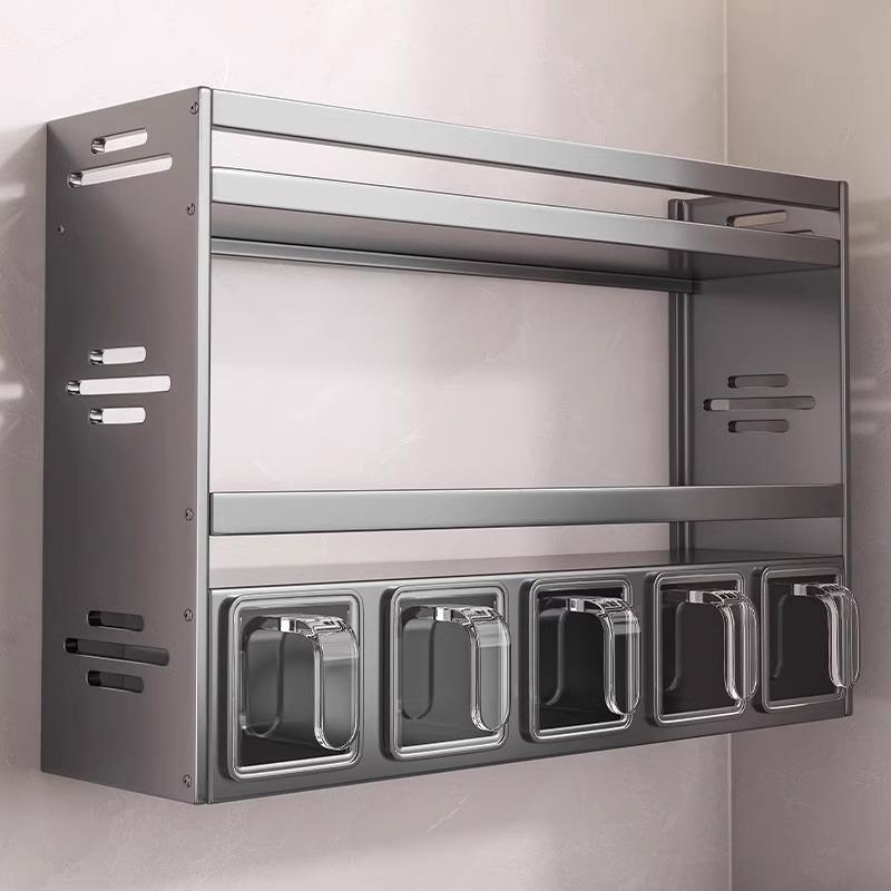 厨房调料置物架免打孔壁挂式调味罐架多功能调味品挂墙套装收纳家