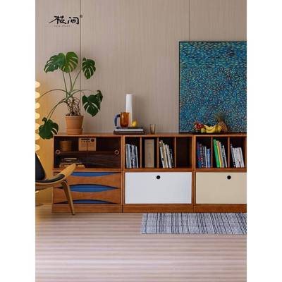 Anler中世纪模块化电视柜组合柜客厅实木餐具柜覆古书柜沙发侧柜