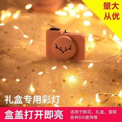 生日快乐音乐求婚灯串歌曲节日花束礼物盒开盖即亮铜丝串灯小彩灯