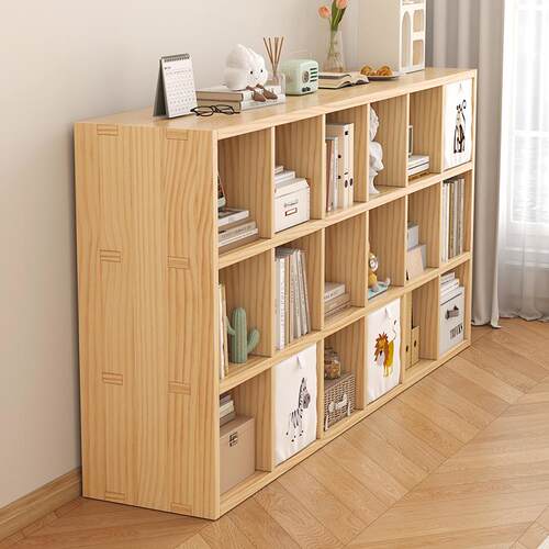 实木书柜儿童书架落地置物架客厅靠墙储物柜子家用简易书柜收纳柜