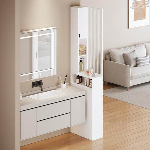 铝合金半壁隔断柜储物浴室高柜定制防水侧柜全蜂窝铝浴室侧柜