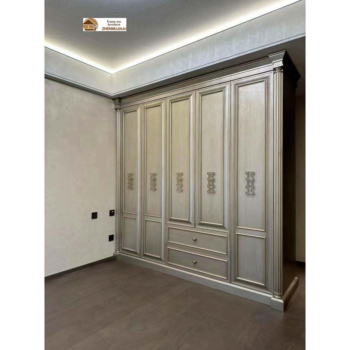 美式艺术衣柜莫里利印象无障碍豪华卧室实木角落衣帽间橡木双三门