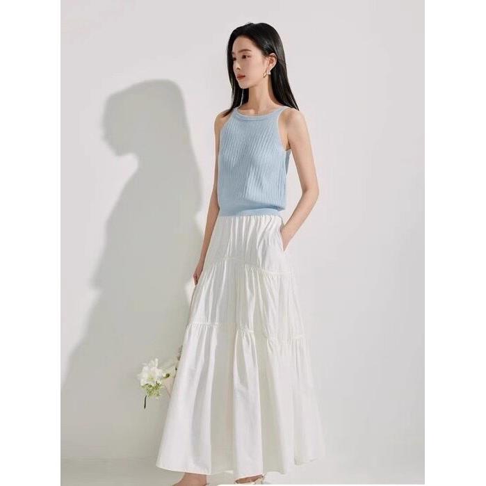 品牌剪标章若楠同款原纱防晒半身裙女2026年夏季新款淡人穿搭白裙