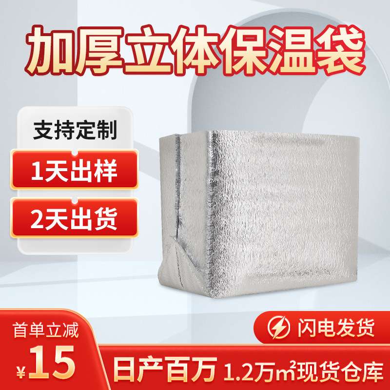 3MM加厚立体保温袋 铝箔袋大容量雪糕肉类泡沫箱打包冷藏袋6寸8寸