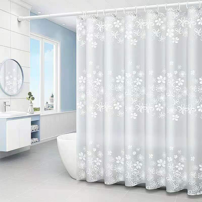 卫生间浴帘防水布套装洗澡浴室窗帘免打孔挂帘帘子门帘淋浴隔断帘