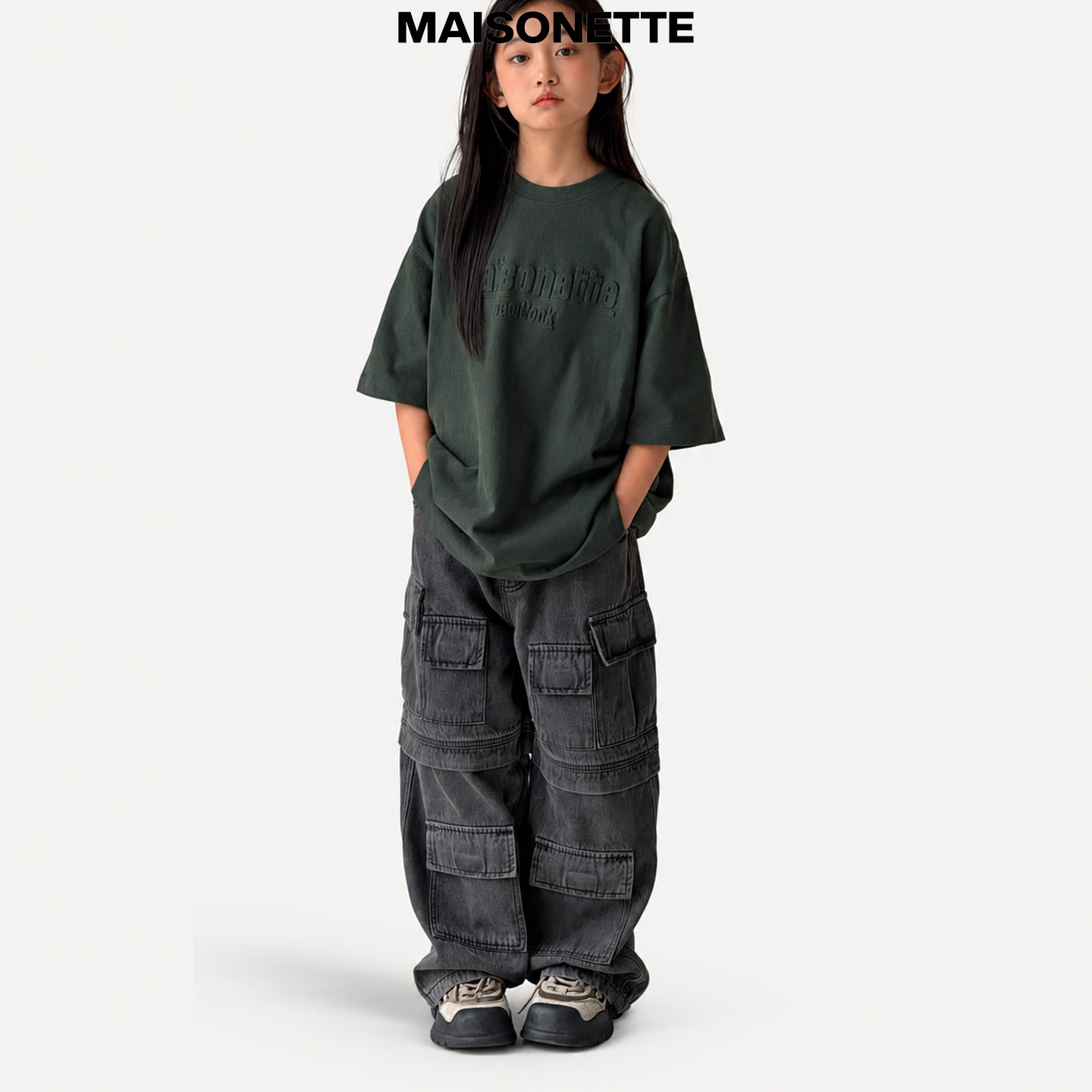 MAISONETTE童装 工装复古儿童秋冬校园舞动男女童宽松重磅牛仔裤