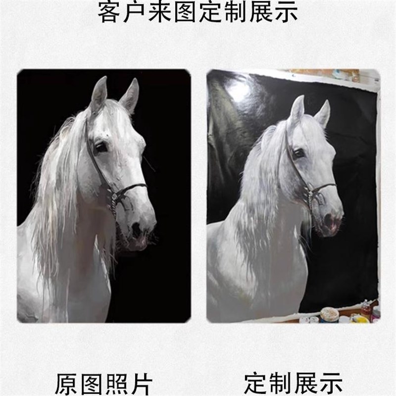 纯手绘油画定制宠物照片肖像真人自画像风景装饰画人物花卉玄关画图片