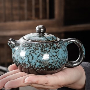 家用陶瓷带过滤西施侧把功夫茶具泡茶壶器杯 简约黑陶茶壶单壶日式