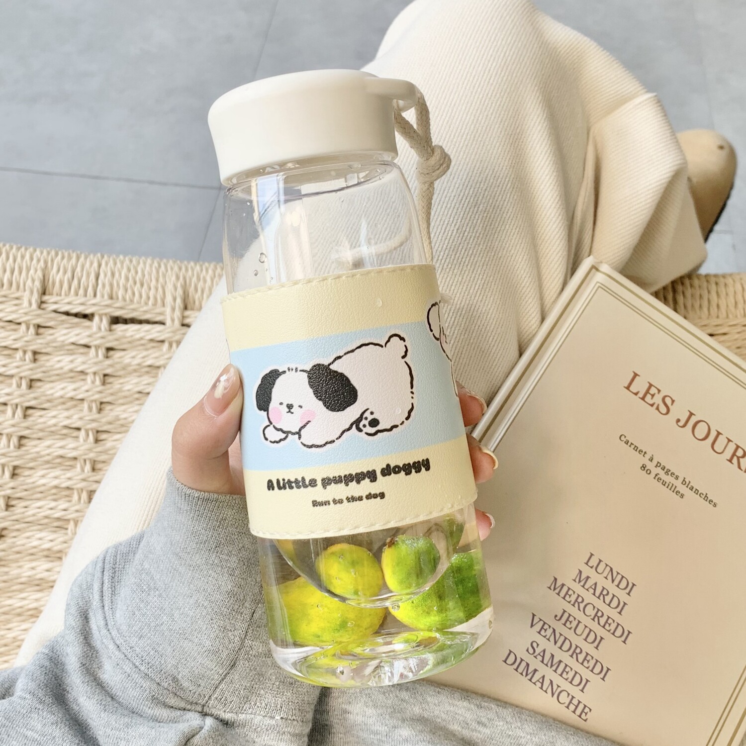 小动物简b约便携随手杯带杯套耐高温防摔塑料杯子水杯奶茶学生水