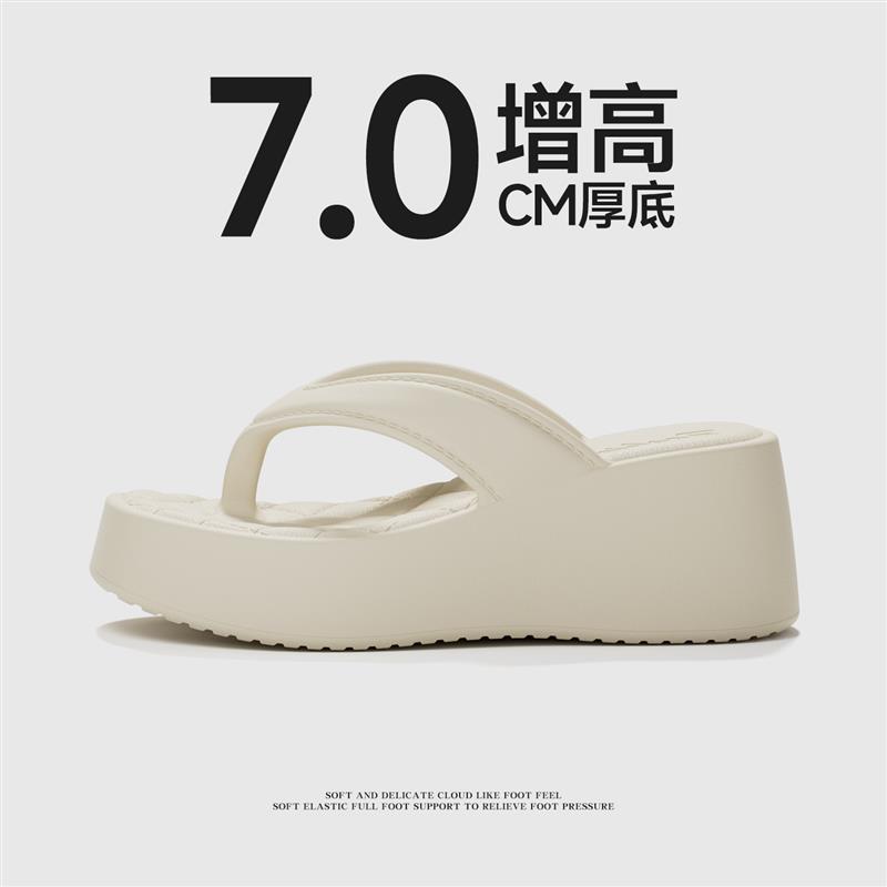坡跟人字拖女新款2026夏季厚底高跟外穿夹脚增高松糕Y网红凉拖鞋
