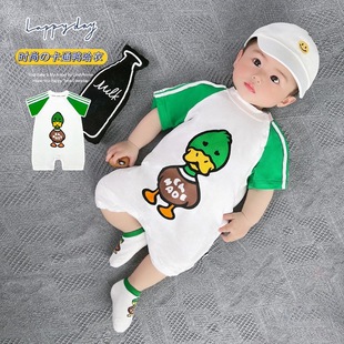 超萌婴儿服夏季薄款男宝宝夏天套装23网红新生儿连Y体哈衣可爱
