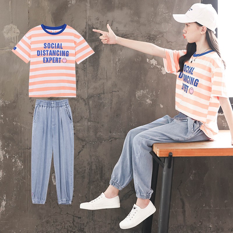 女童夏装套装短袖2025新款装洋气网红炸街女孩两件套夏季12岁大童