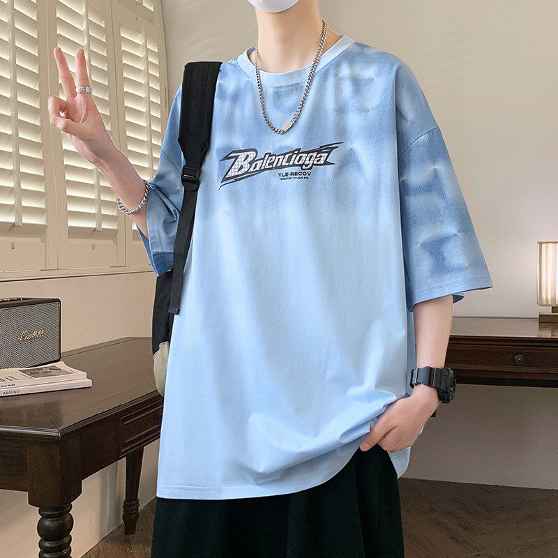 2025夏季新款短袖t恤男孩初高中学生宽松半袖上衣青少年大童夏装