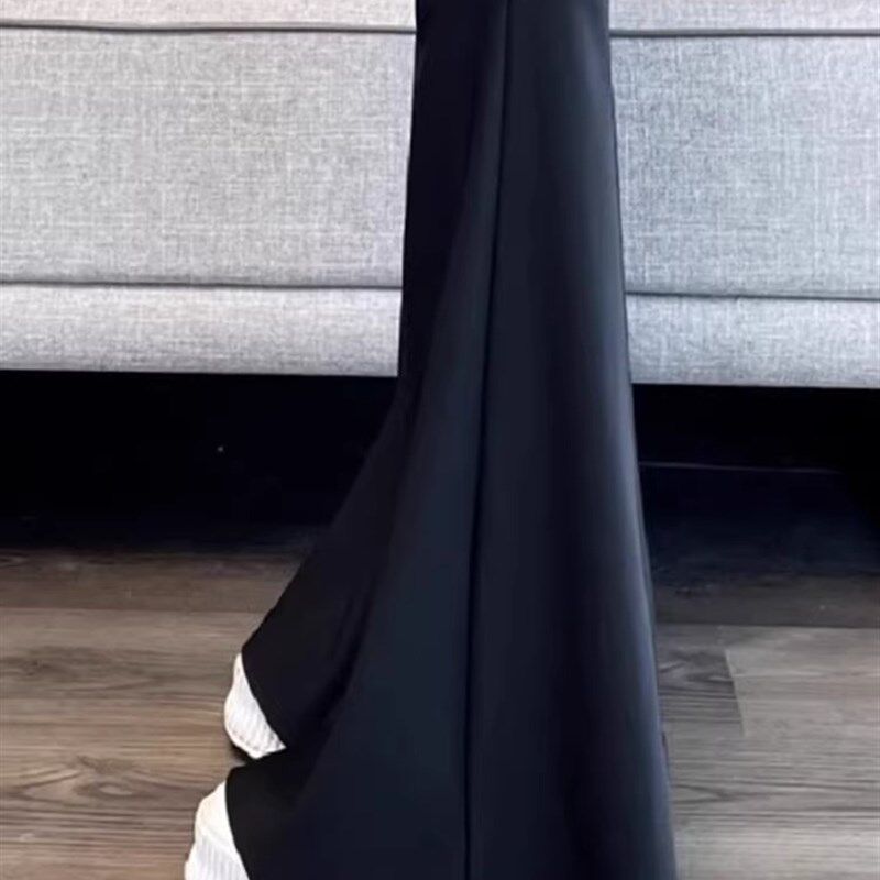 300斤胖mm大码黑色弹力西装裤女夏季新款裤子高腰显瘦垂感喇叭裤