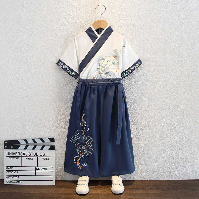 汉服男童帅气春夏薄款唐装套装儿童中国风高端改良演出服国学古装
