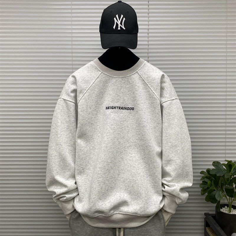 重磅字母刺绣卫衣男士春秋季装大码青少年日系休闲潮牌高级感外套