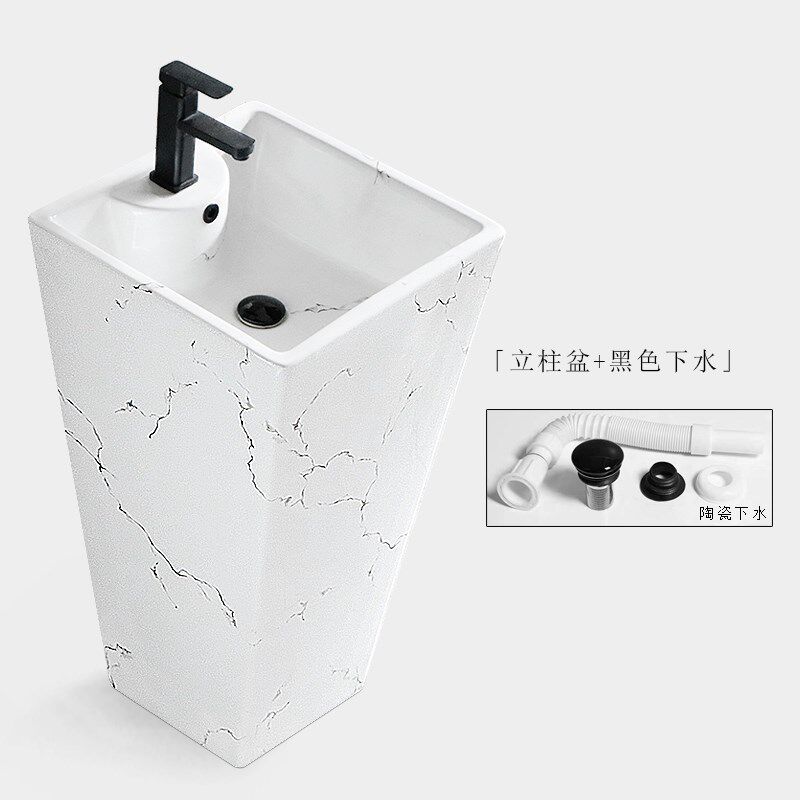 陶瓷一体立柱盆石纹阳台立式台盆艺术洗脸洗手洗面盆卫生间大水i.