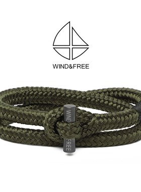 编织手链男潮牌小众设计军绿船绳手环双圈手工手绳情侣刻字手饰品