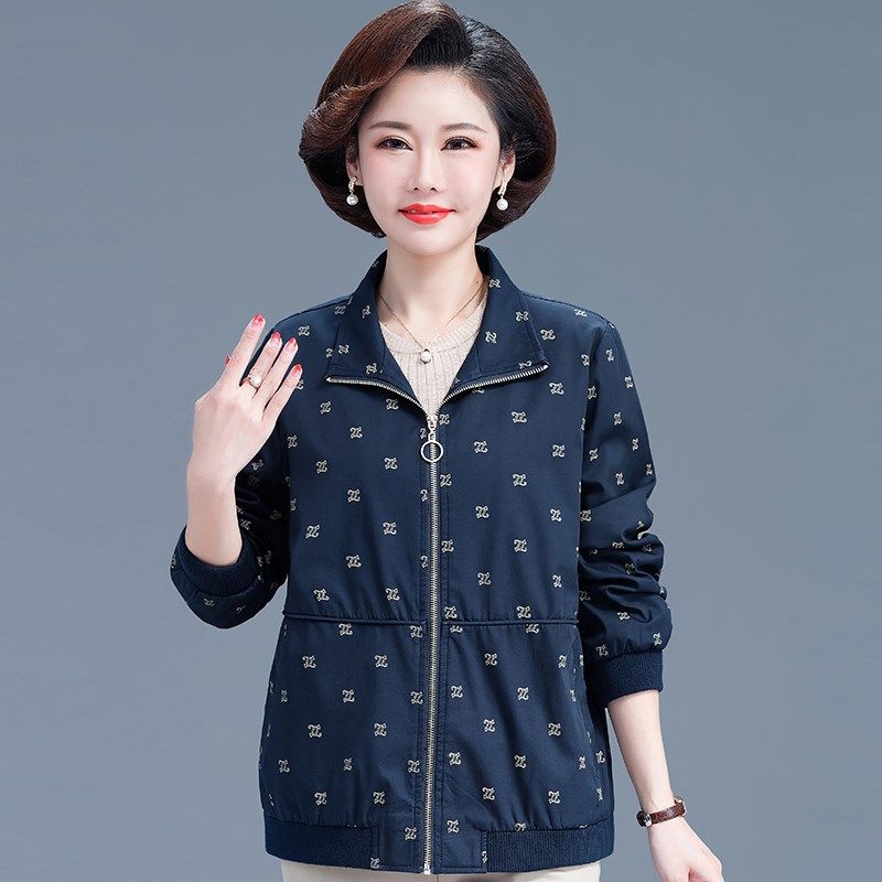 妈妈春装短款外套2023新款洋气中老年人春秋上衣中年女士薄款风衣