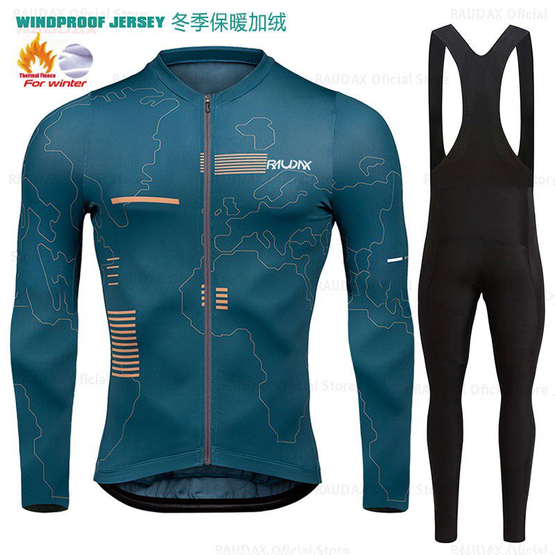 秋冬季长袖简约自行车骑行服男公路赛车服装单车衣服套装加绒保暖