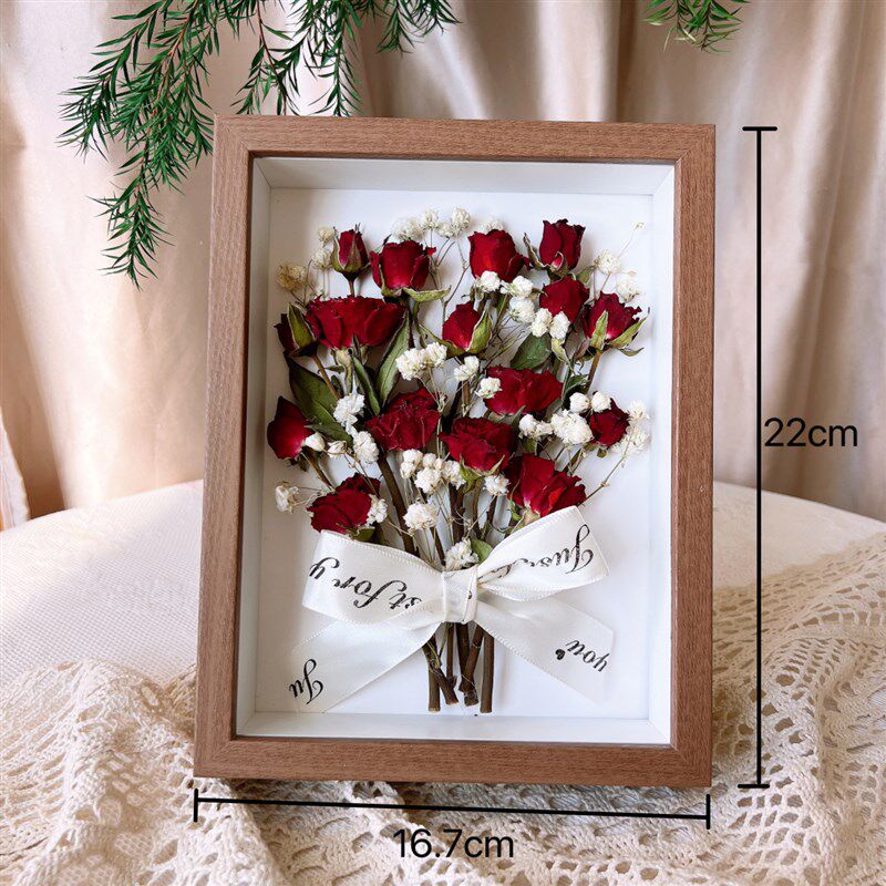 成品干花相框真花玫瑰植物标本家居装饰画摆件节日送人礼物伴手礼
