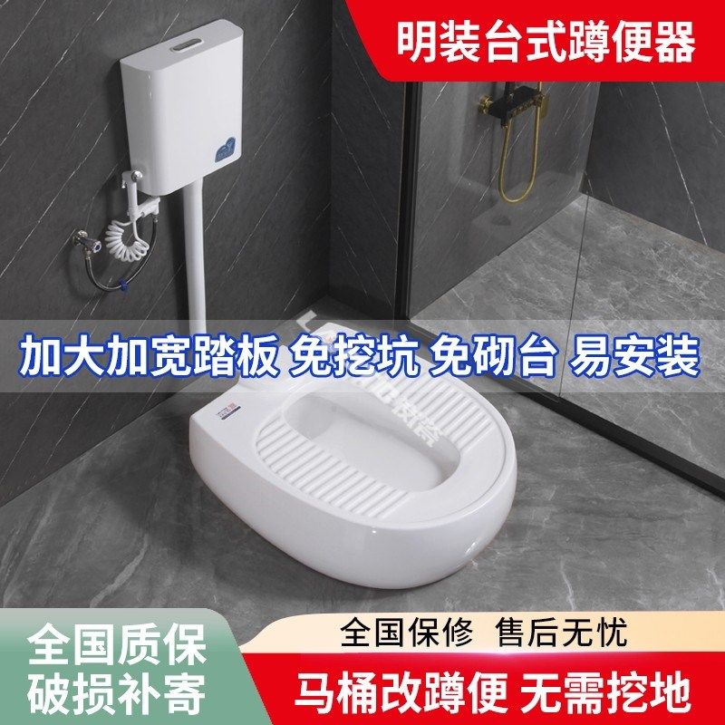 新型带存水弯免挖坑蹲便器马桶座便器改蹲坑神器不伤地面明装蹲厕