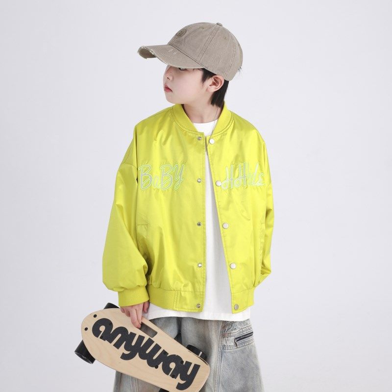 男大童春秋潮牌美式棒球服外套2025新款儿童男孩春季炸街运动夹克