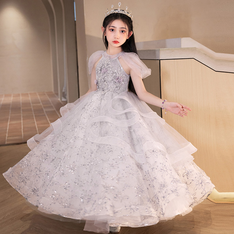 儿童主持人轻晚礼服高端女童生日花童公主裙小女孩钢琴比赛演出服