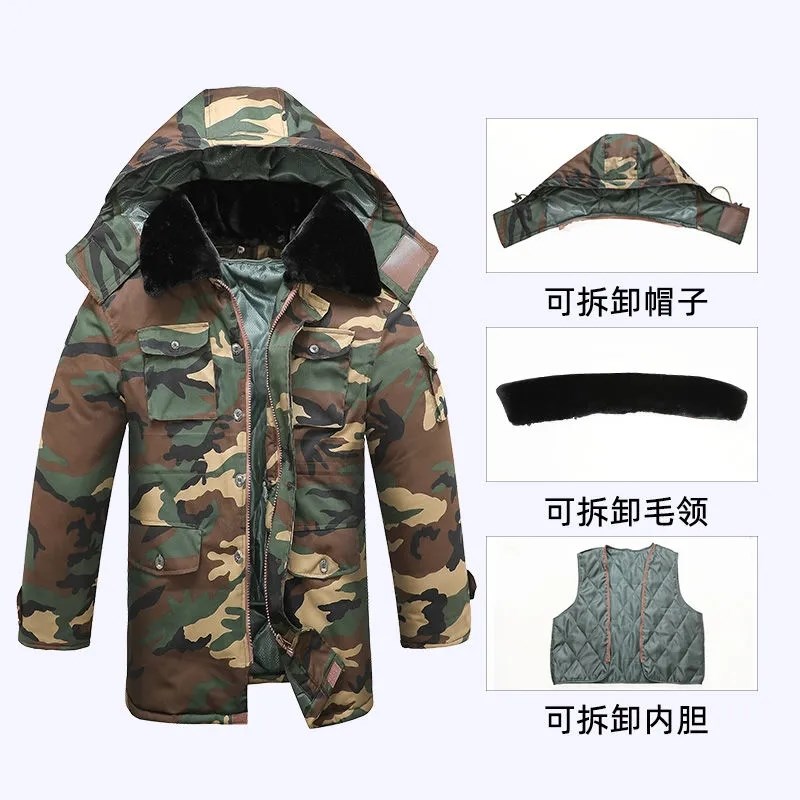 迷彩棉大衣男冬季加厚交旧保暖中长款棉服冷库防寒外套劳保工作服