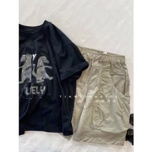 【我是中童】纯棉圆领恐龙印花T恤男童夏款女宝韩版短袖透气上衣