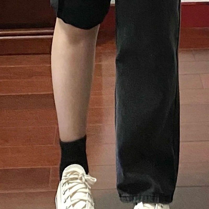 梨形身材长裤腿粗显瘦春季大码胖妹妹高腰直筒牛仔裤女宽松阔腿裤