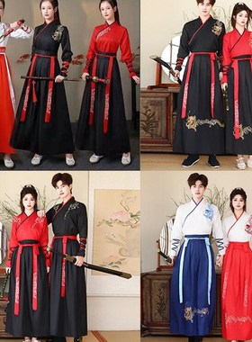 骁的舞蹈服装武侠风汉女合唱表班中国古打鼓男团扇子舞演出雪龙吟