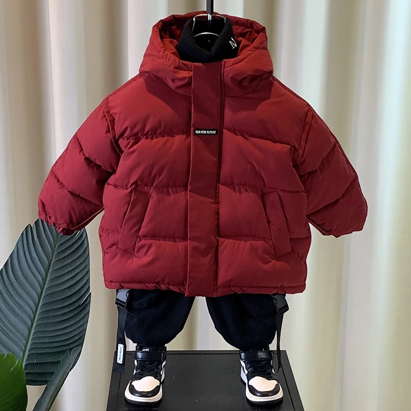 男童棉服冬季2025新款儿童羽绒棉衣外套加厚宝宝冬装洋气红色棉袄