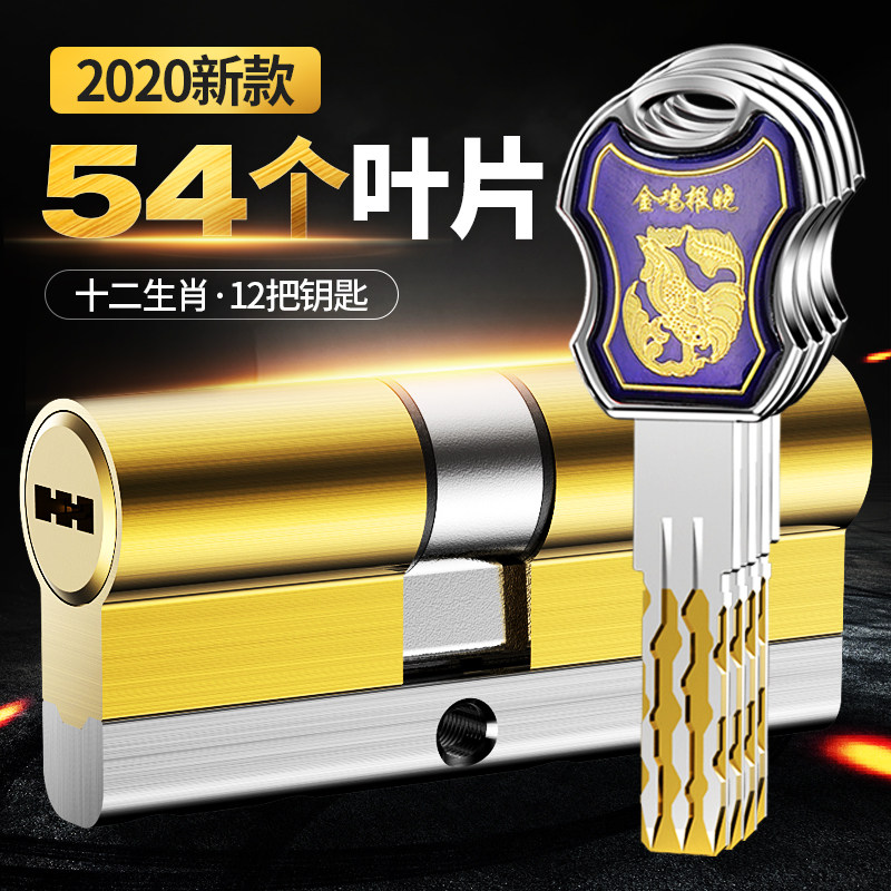 防盗门锁芯【54个叶片技术】超C级锁芯通用型家用进户入户换锁心b
