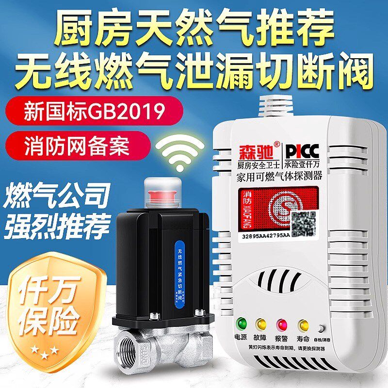 无线燃气报警器家用自动切断阀商用泄漏联动煤气液化气天然气装置