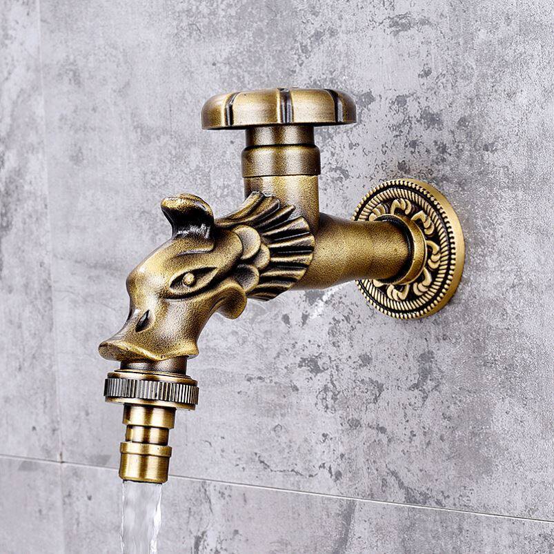 全纯铜仿古单冷洗衣机专用水龙头入墙拖把池加长快开户外防冻水嘴