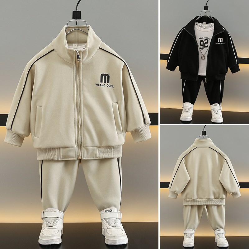 童装男童时尚休闲拉链棒球服套装春秋装中儿童潮酷时尚两件套衣服