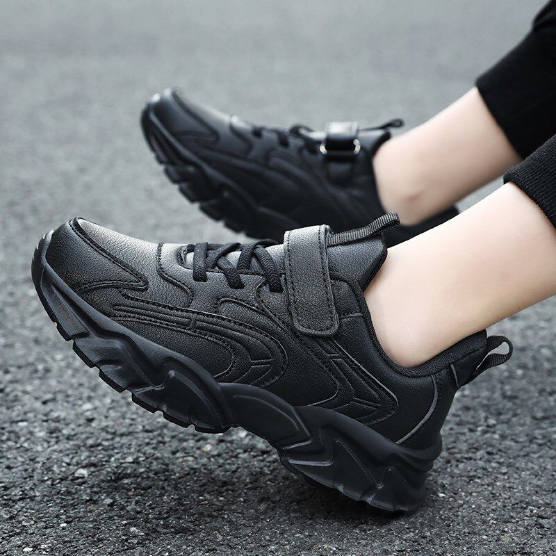 儿童小黑鞋男童纯黑色运动鞋春季新款幼儿园网面透气鞋女童表演鞋