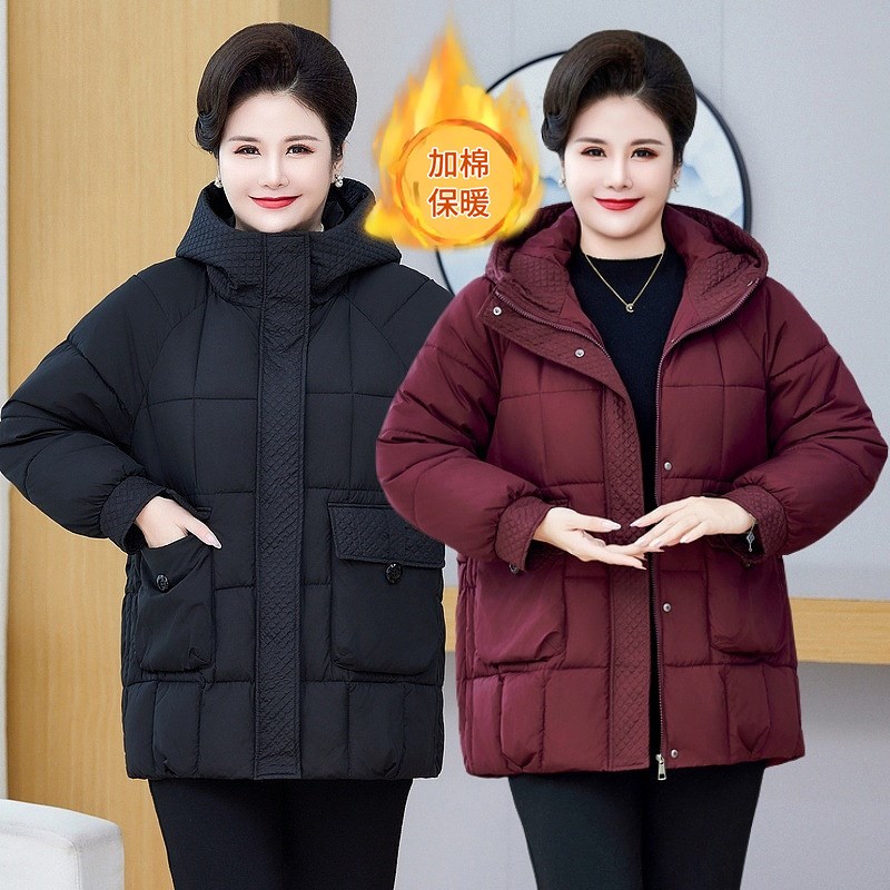 200斤胖妈妈新款冬装加肥加大码女棉衣中老年人保暖棉服外套宽松