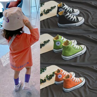 儿童高筒帆布鞋2023新款小童女童布鞋春季透气婴儿鞋子男童板鞋潮