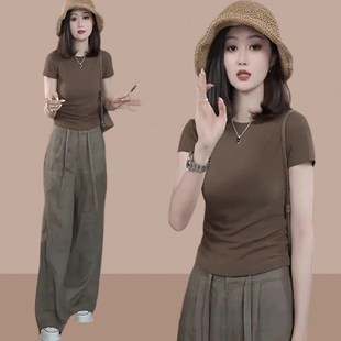 2025新款夏季修身女装搭配一整套小个子穿搭休闲时尚洋气大码套装