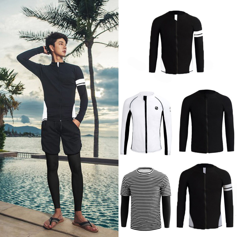 情侣冲浪泳衣男士水母衣潜水服女防晒速干分体全身游泳单上衣大码