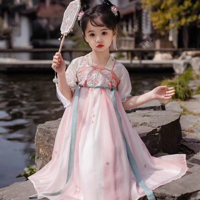 汉服女童夏季新款中国风超仙襦裙女宝古装短袖连衣裙儿童薄款裙子
