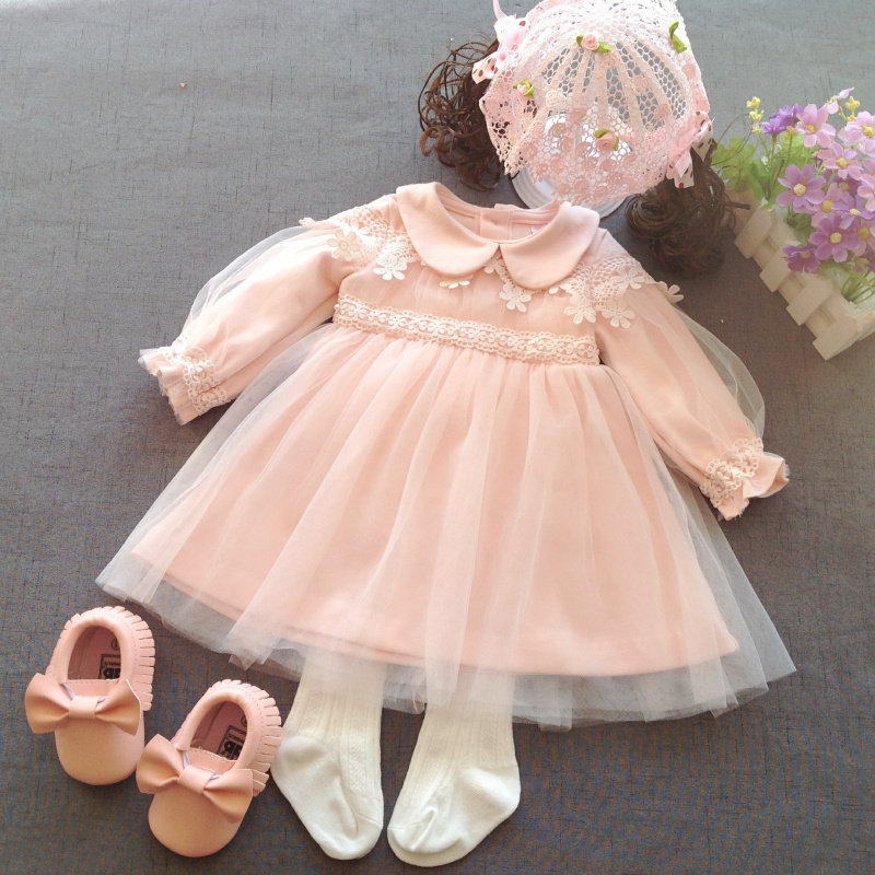 春秋款婴儿纯棉背心公主裙百日百天宝宝礼服裙女童周岁洋气连衣裙