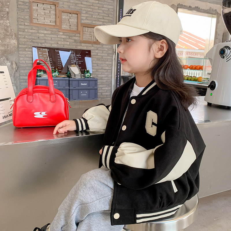 女童外套春秋款2023新款春秋棒球服春季童装儿童装春装毛呢夹克衫