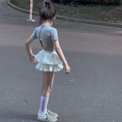 儿童百褶蛋糕裙2024夏季新款女童白色半身短裙宝宝蓬蓬裙公主裙裤