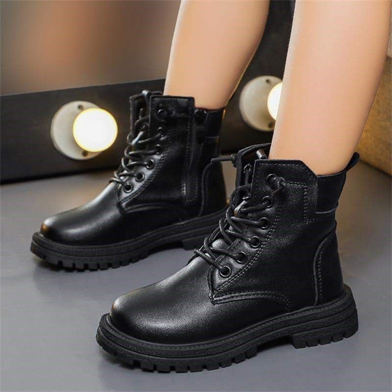 秋冬儿童马丁靴男童女童学生潮靴加绒棉靴雪地靴高帮鞋短靴子皮靴